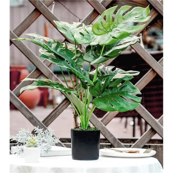 19" Fake Plants Artificial Palm Tree in Pot Indoor / Outdoor Home Office Decor - Picture 2 of 6